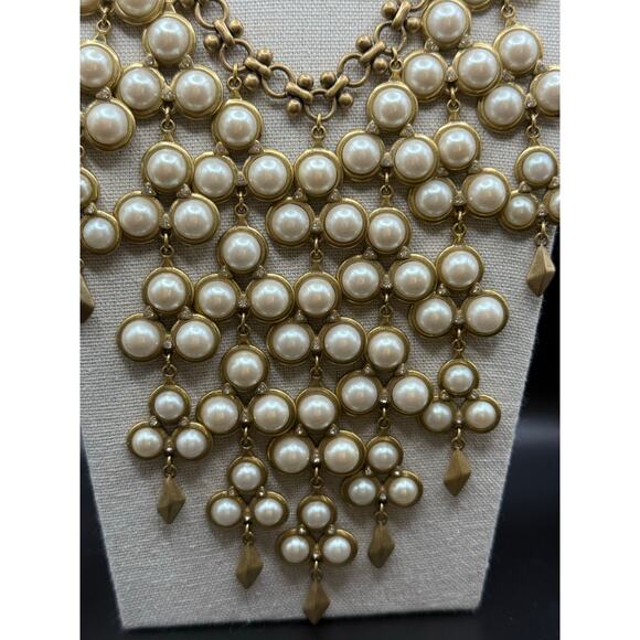 Stella & Dot Pearl Bib Necklace in Gold Tone Metal - Picture 3 of 7